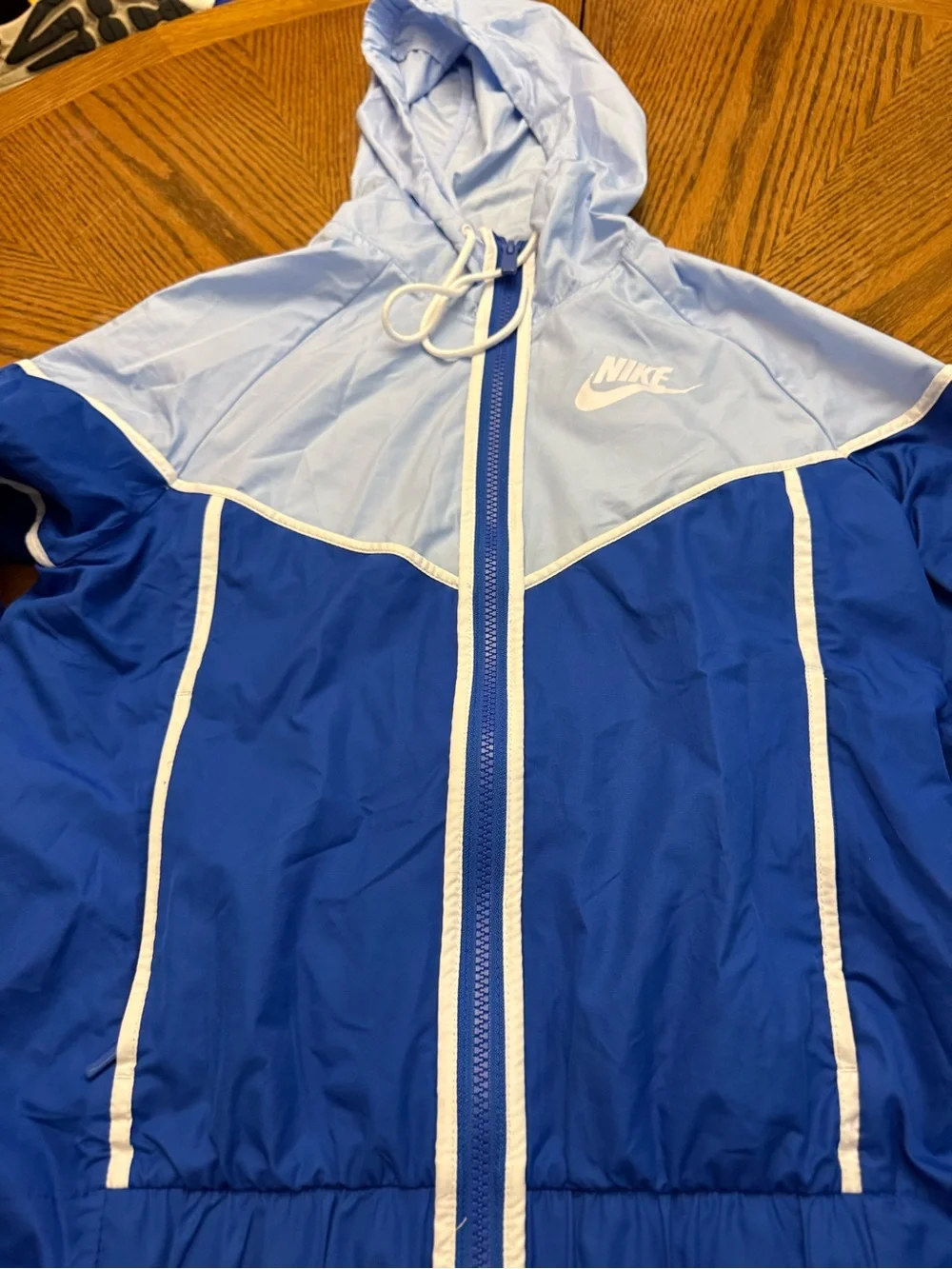 Nike Light Blue Hooded Windbreaker with White Logo